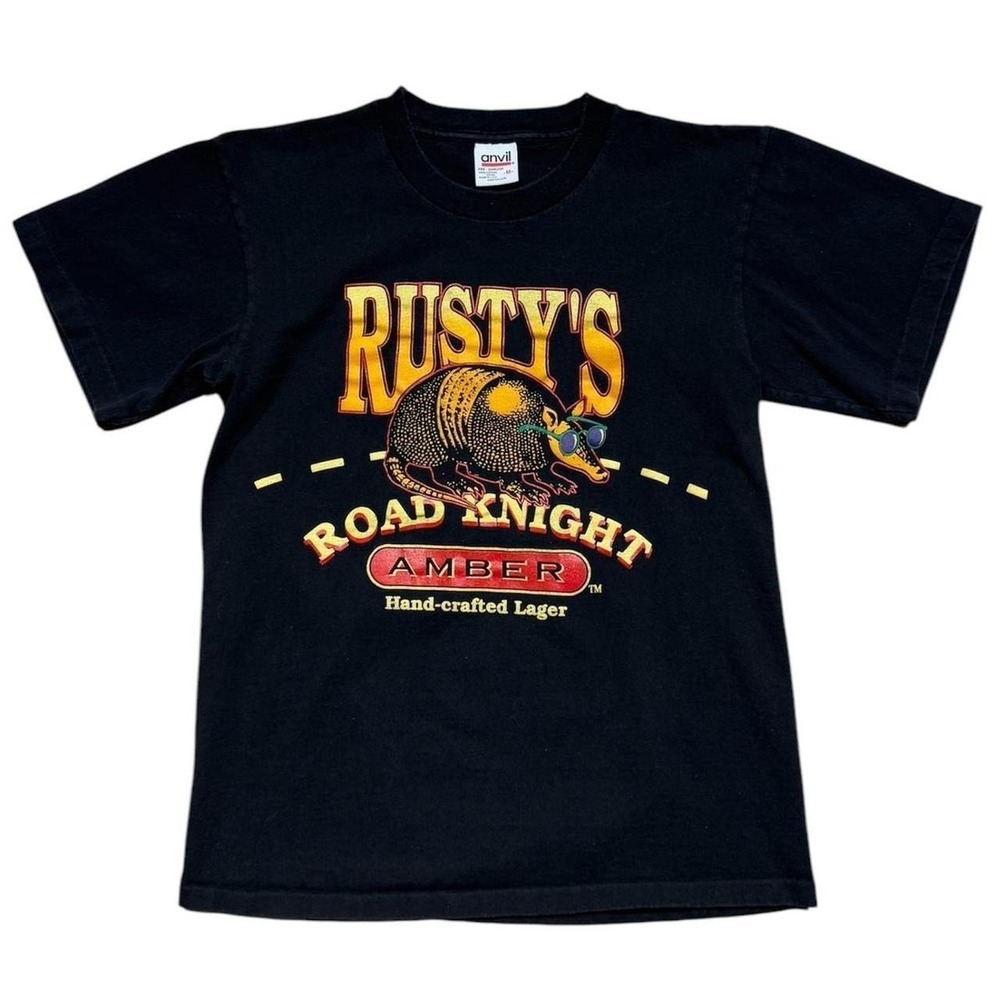 Vintage 90s Rustys Road Knight Amber Aardvark Beer Chilis Bar Merch T-shirt